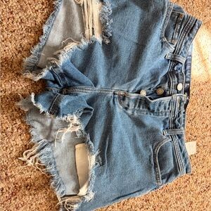 Hollister Light Blue Frayed Jean Shorts